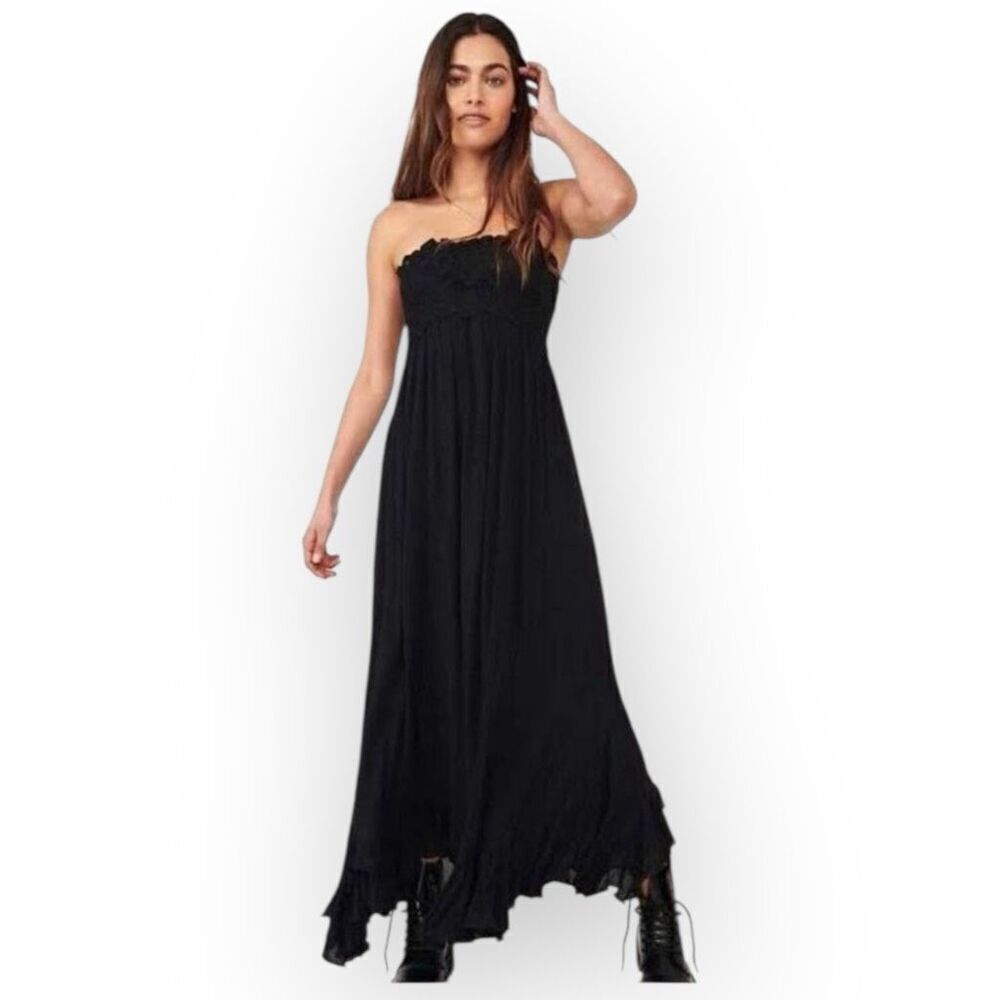 Free People Adella Corset Maxi Dress Women’s Size Small Black Strapless